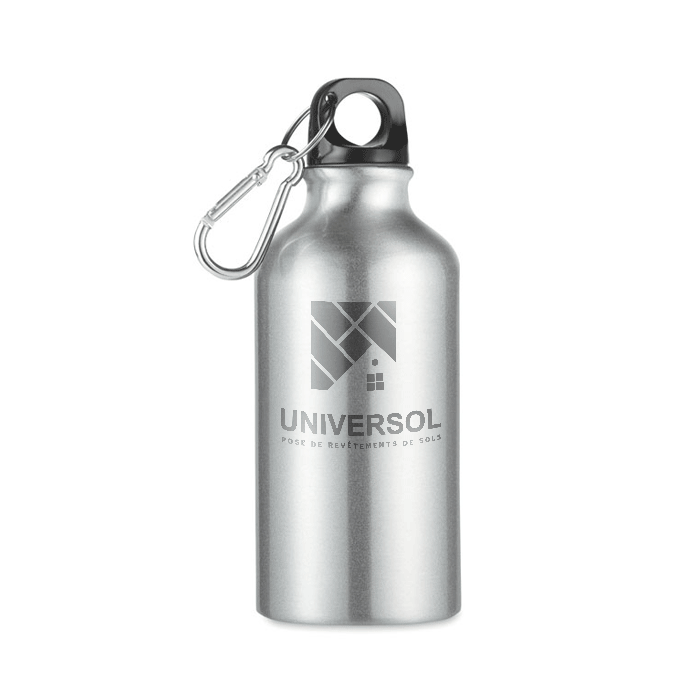 Gourde personnalisée aluminium avec mousqueton 400ml - Samuel   