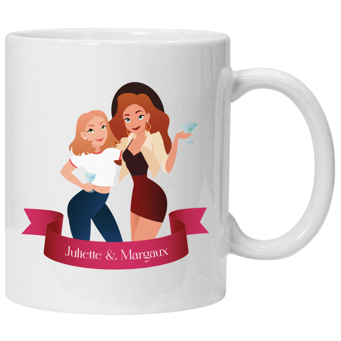 Mug personnalisé Buvons à nos défauts avec prénoms - Pétunia