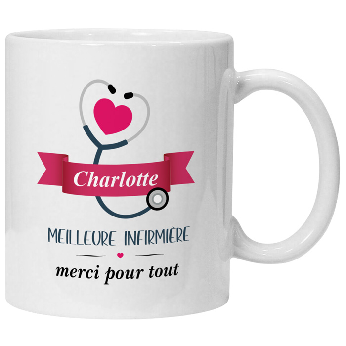 Mug infirmière personnalisé Merci pour tout avec prénom -  Abequa