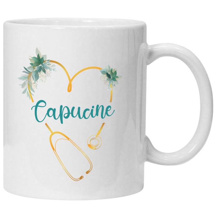 Mug Infirmière personnalisé Stéthoscope avec prénom - Aponi