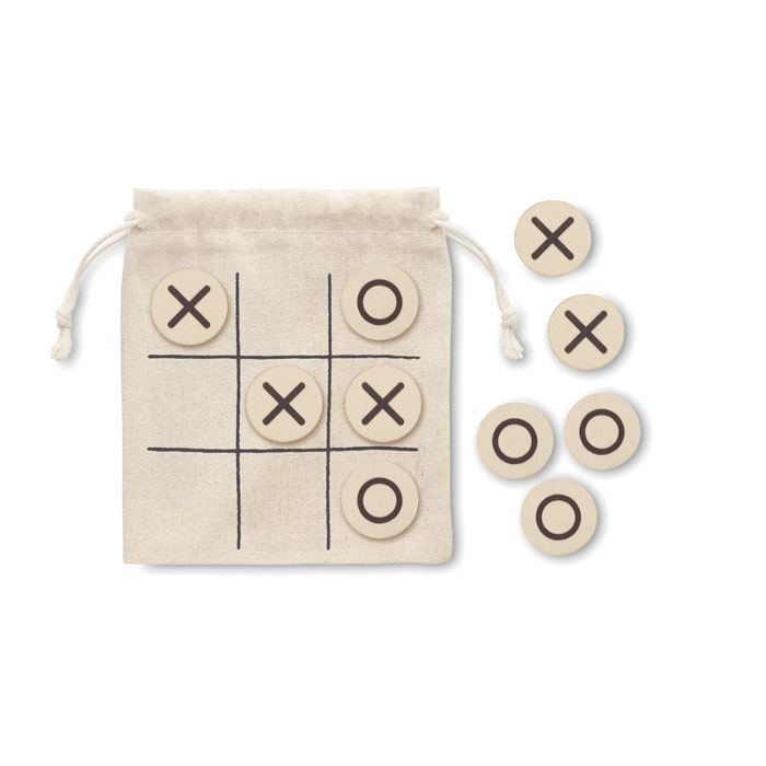 Jeu de Tic Tac Toe en bois naturel