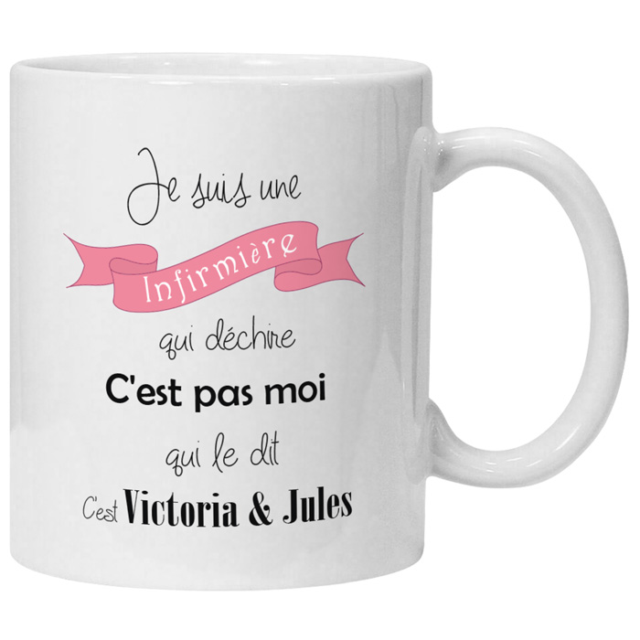 Mug personnalisé Infirmière qui déchire avec prénom - Anoki