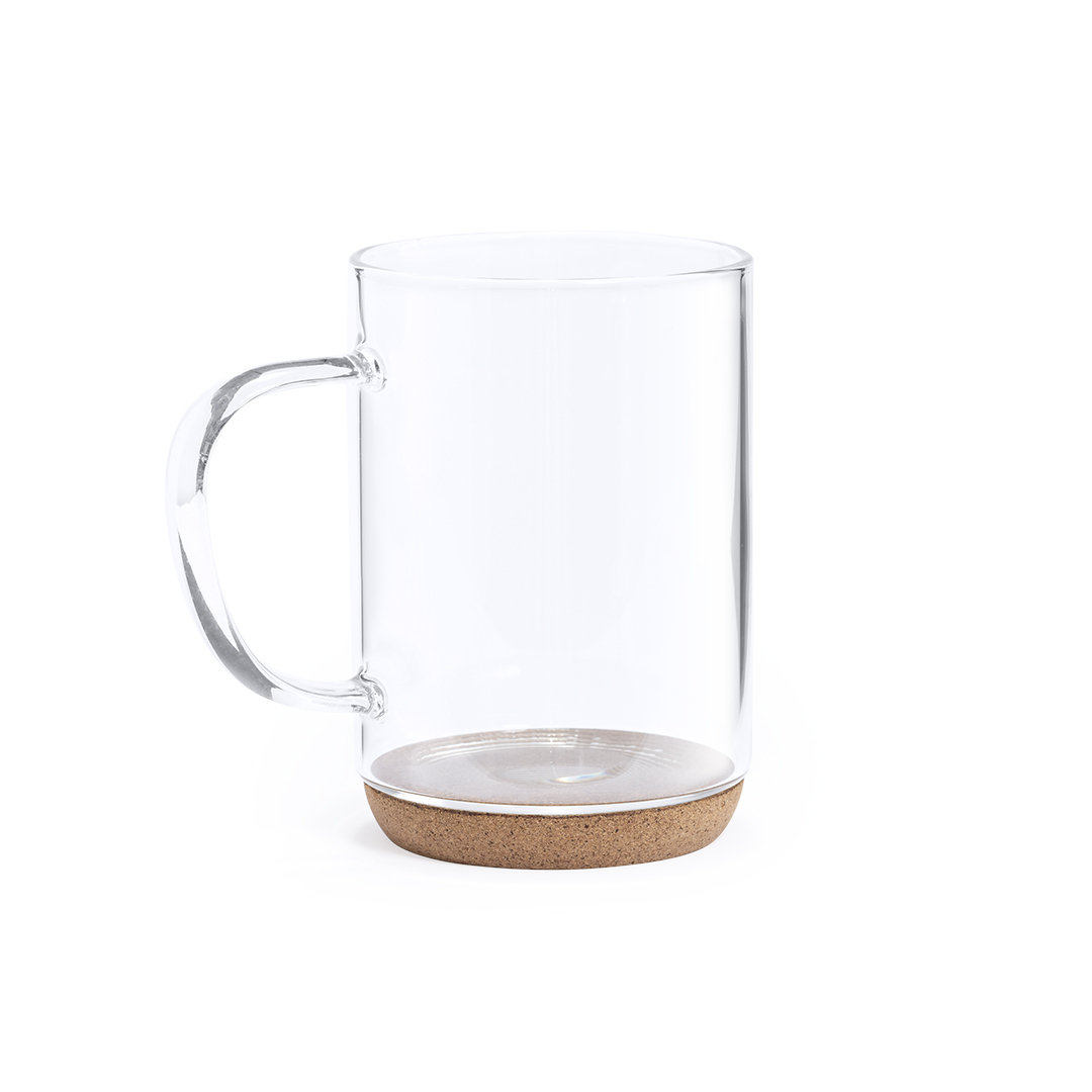 Mug personnalisé en verre 450ml avec base en Liège - Stefano