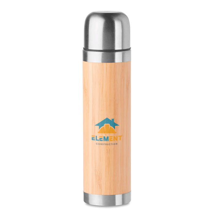 Gourde personnalisée isotherme inox et bambou 400ml - Nabil   