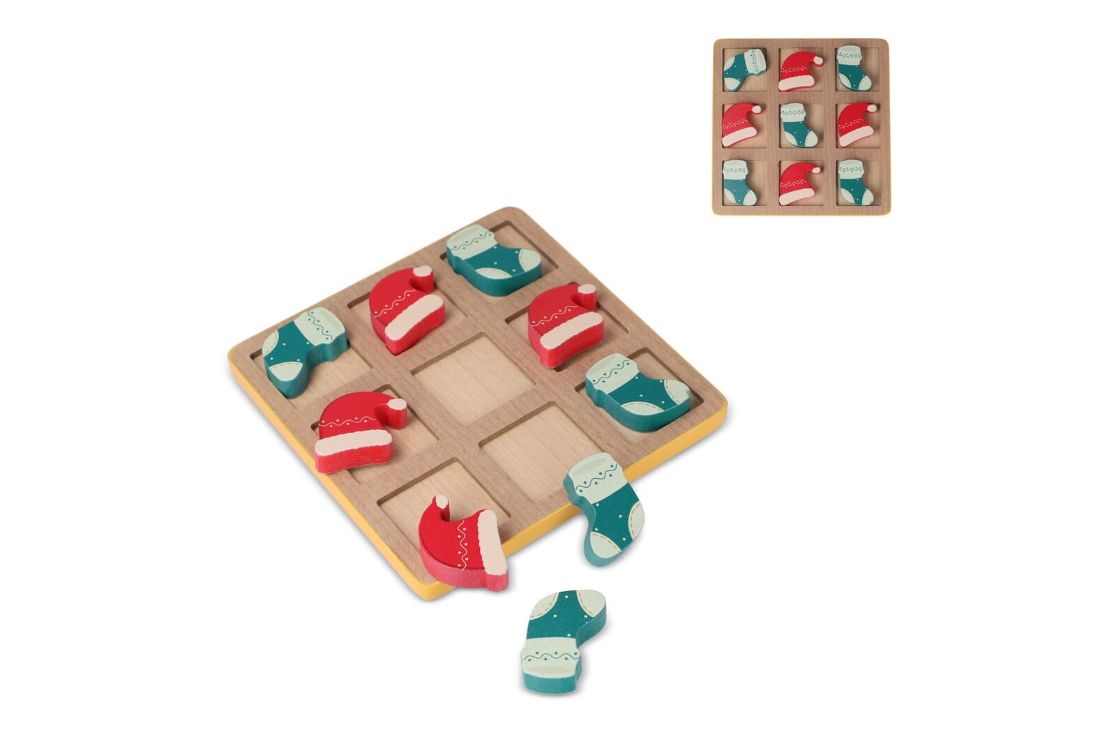 Jeu de Tic-Tac-Toe de Noël en Bois FSC - Bellefontaine