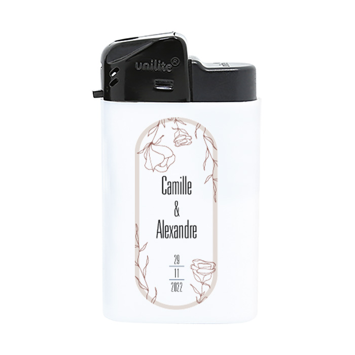 Briquet de mariage personnalisé électronique motif rose - Gamalama