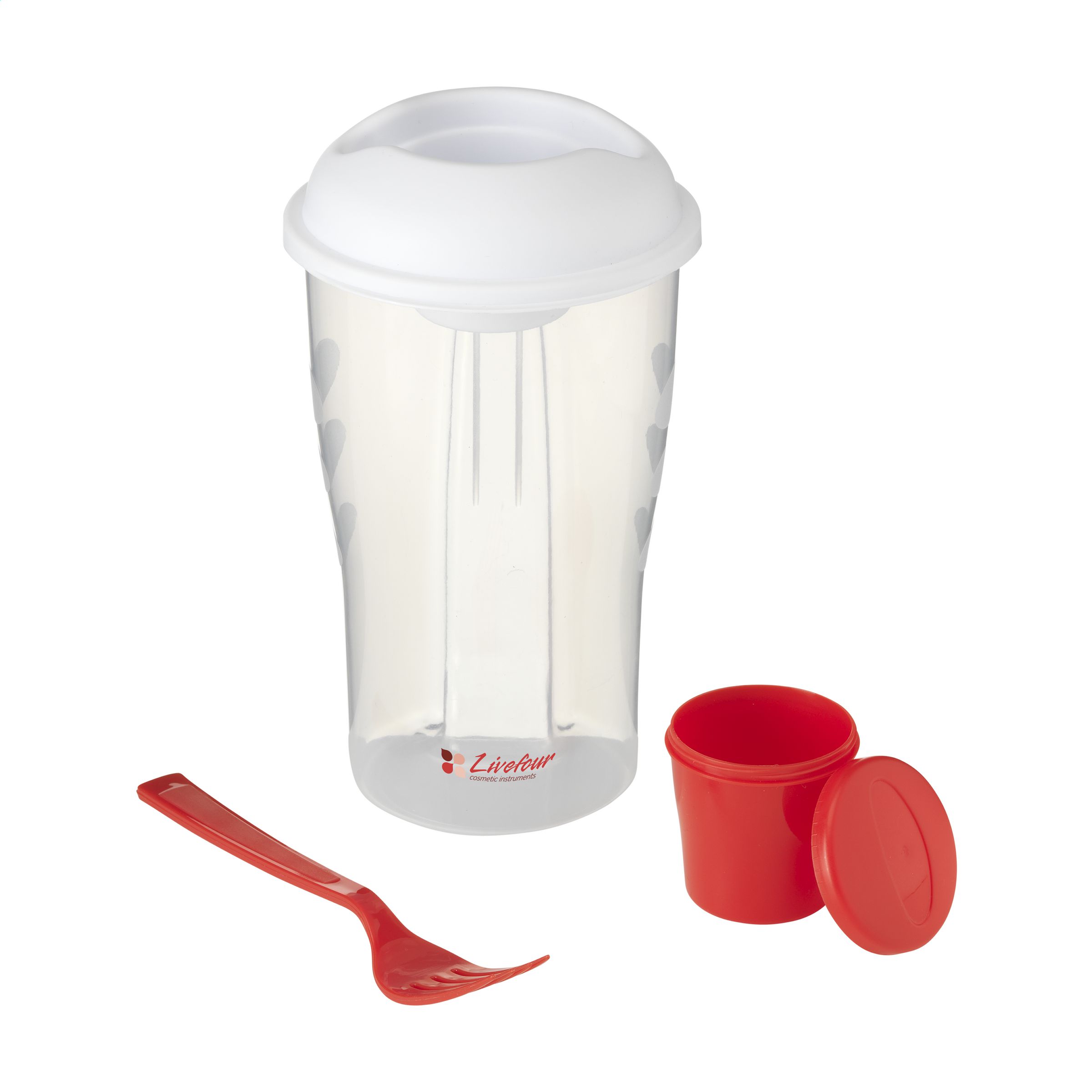 Shaker à salade en plastique robuste avec couvercle amovible, plateau pour vinaigrette et fourchette - Capacité de 900ml - Avèze